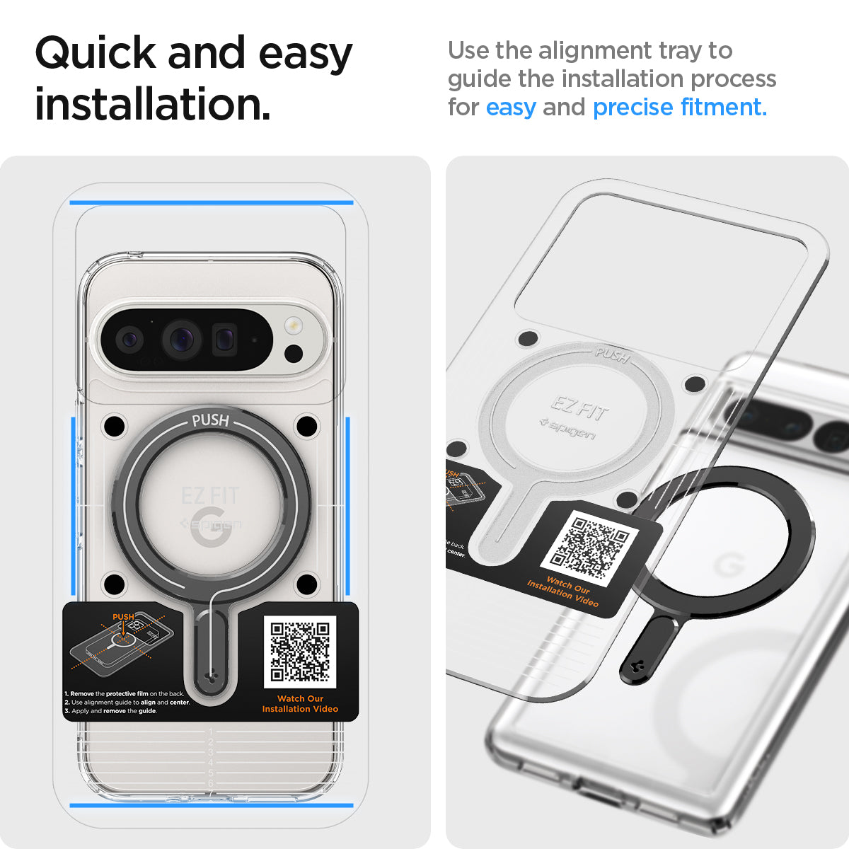 ACP06106 - Magnet Ring Plate (MagFit) in black showing the quick and easy installation. use the alignment tray to guide the installation process for easy and precise fitment