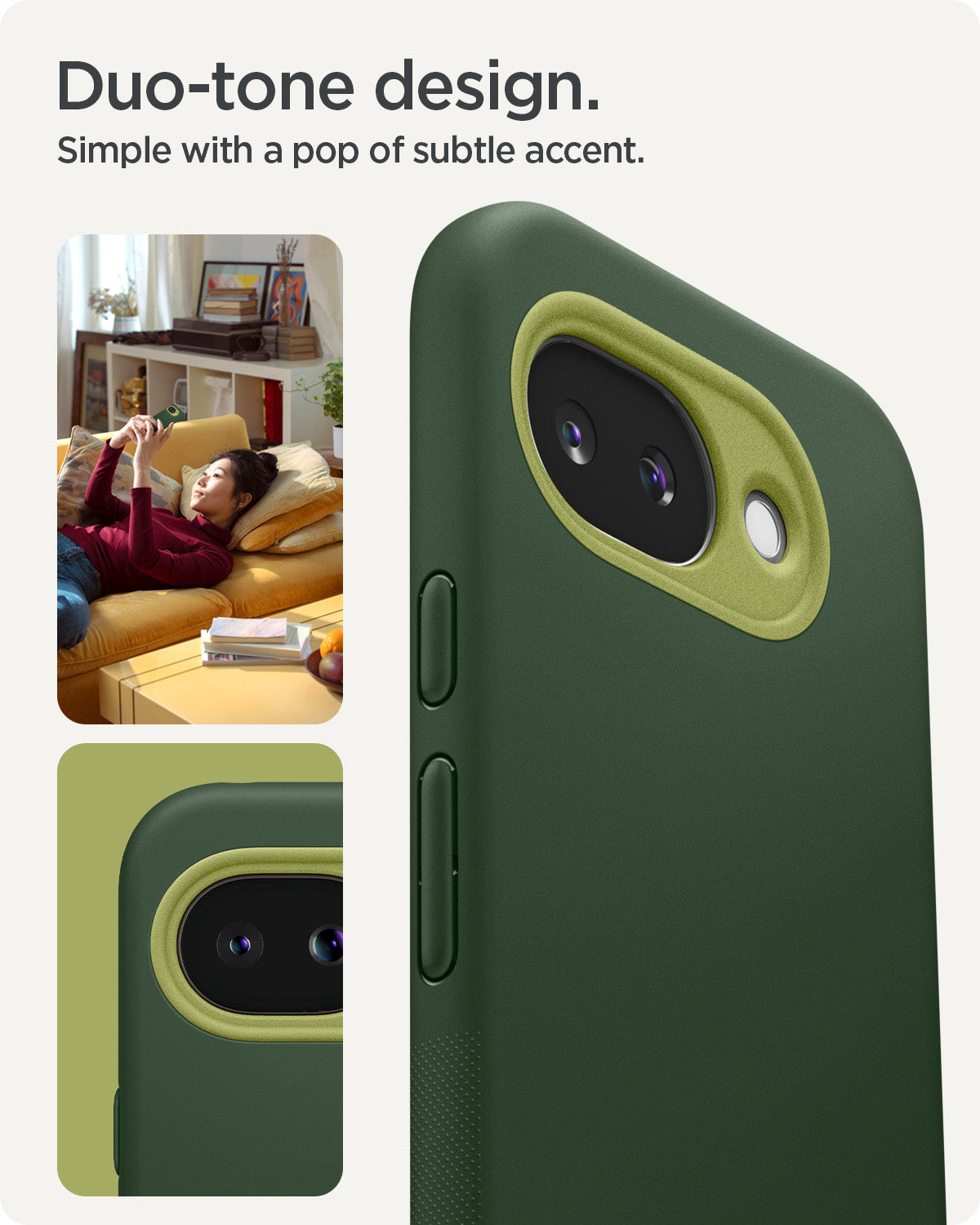 ACS11288 - Pixel 10a Nano Pop (Mag Fit) in Avo Green showing duo tone design. simple with a pop of subtle accent