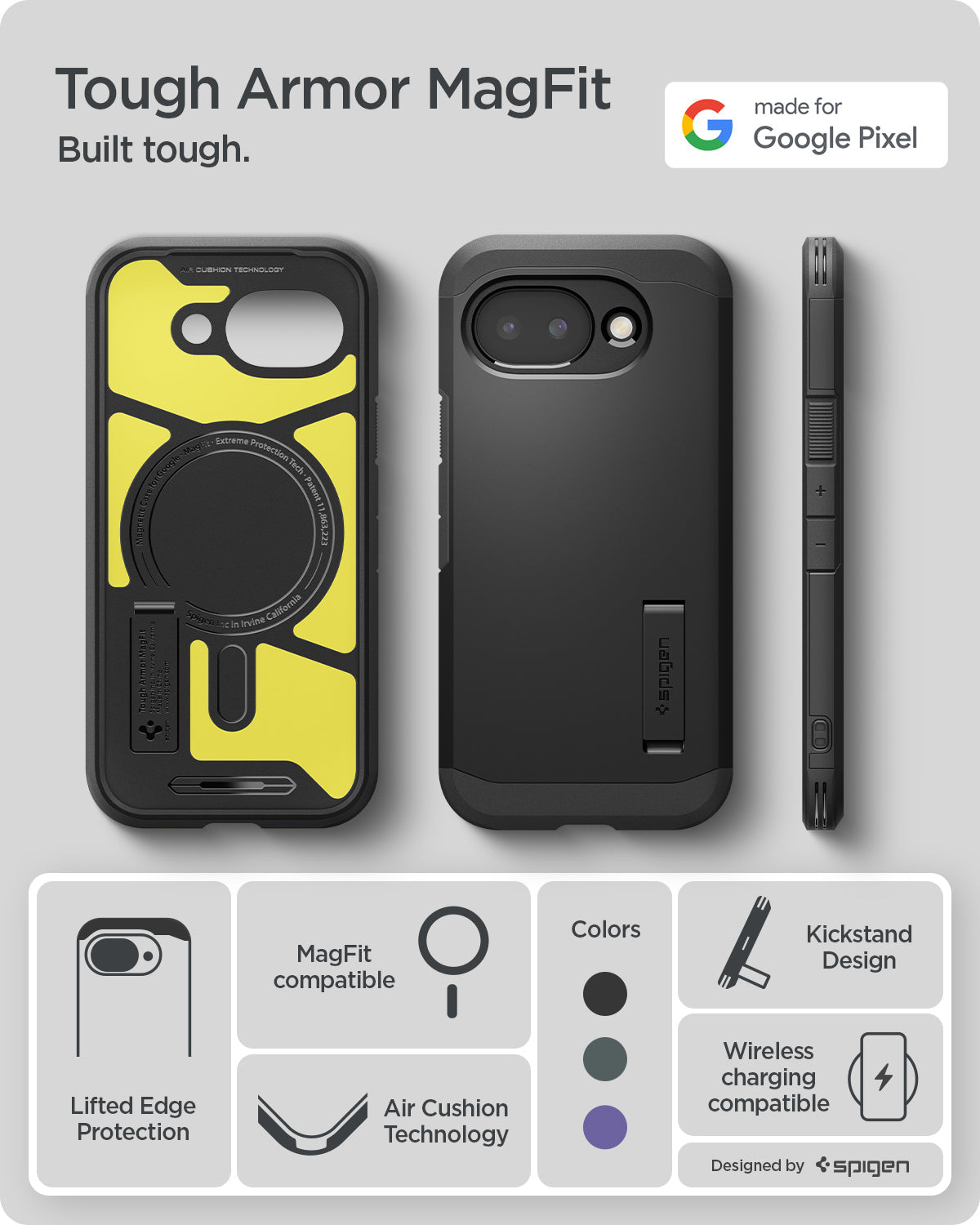 ACS11280 - Pixel 10a Tough Armor (Mag Fit) in Black showing tough armor magfit. Built tough