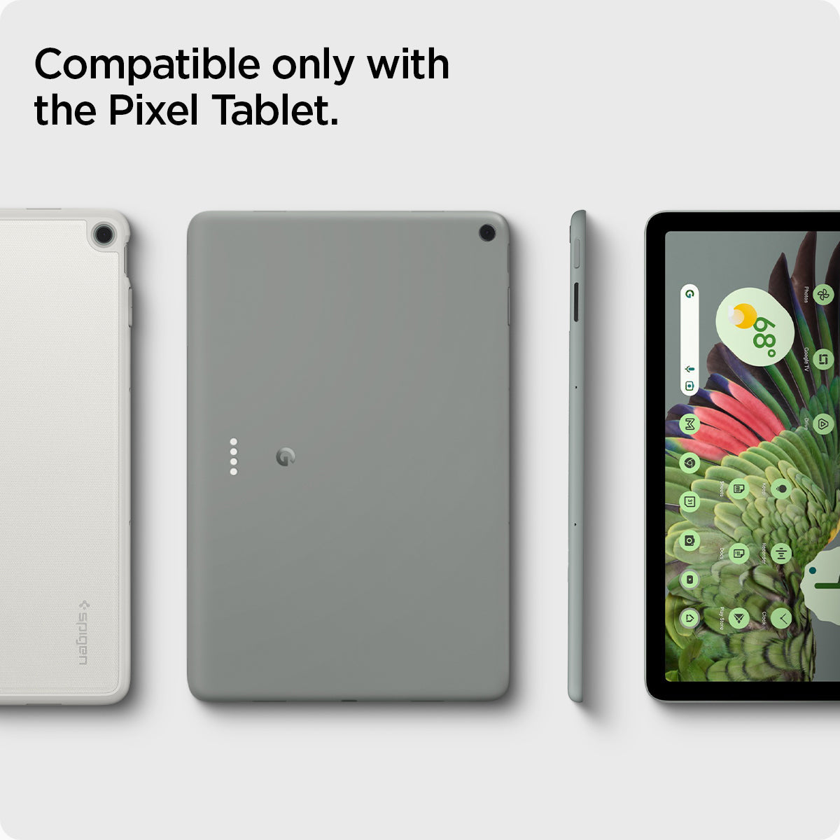 ACS06924 - Pixel Tablet Case Thin Fit Pro in gray showing the compatibility only with Pixel Tablet