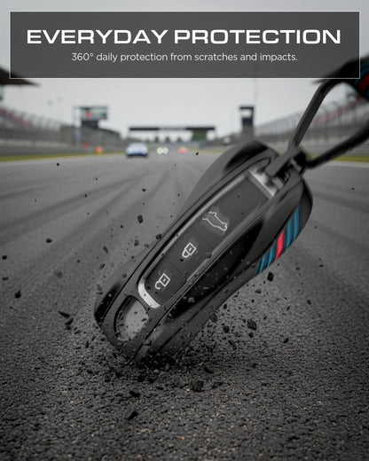 ACS10800 - Porsche Key Fob Cover | PK100 in Matte Black showing everyday protection. 360 daily protection from scratches and impacts