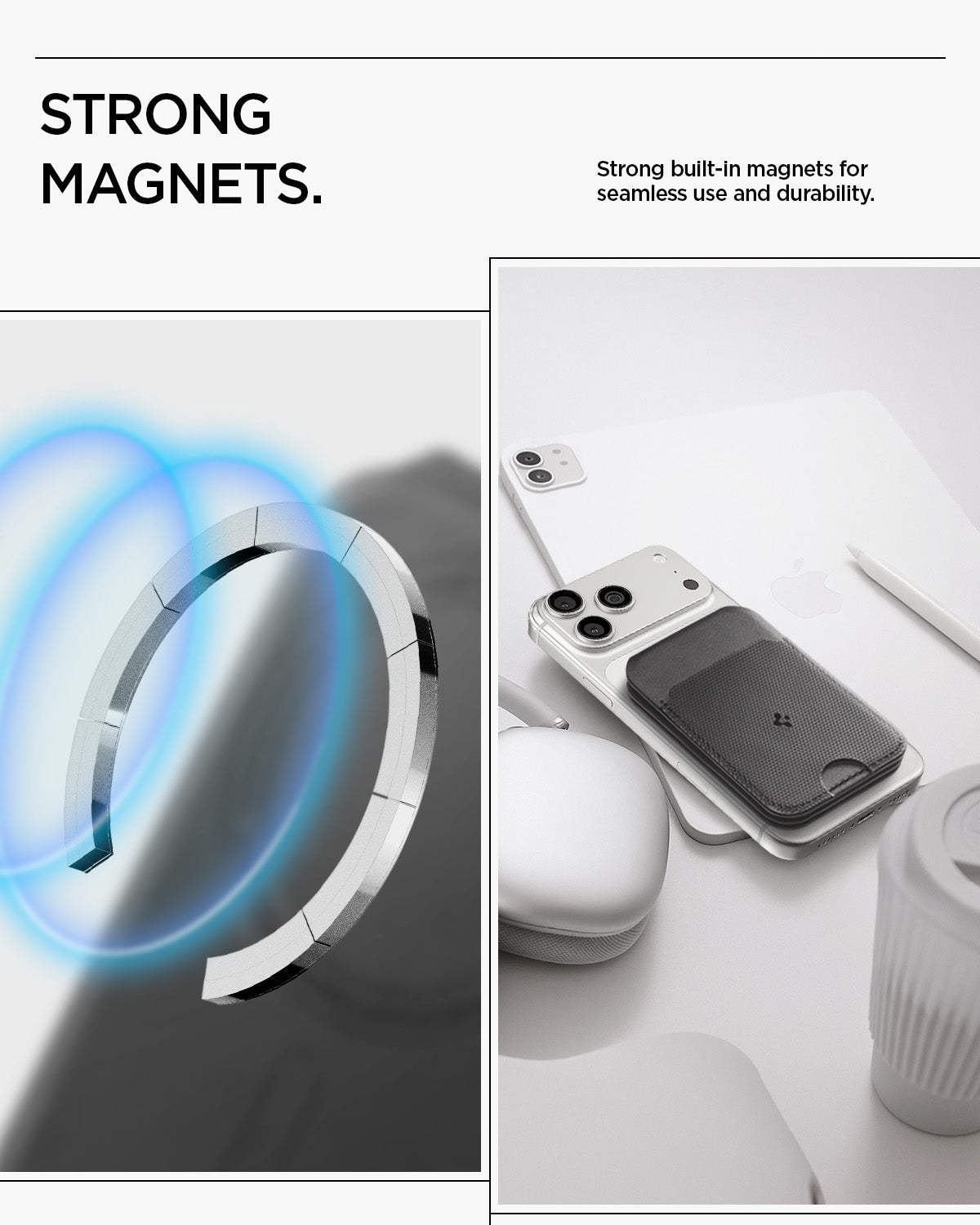 AFA10406 - MagSafe Card Holder Slim Fold (Mag Fit) | S314-2 showing the strong magnets