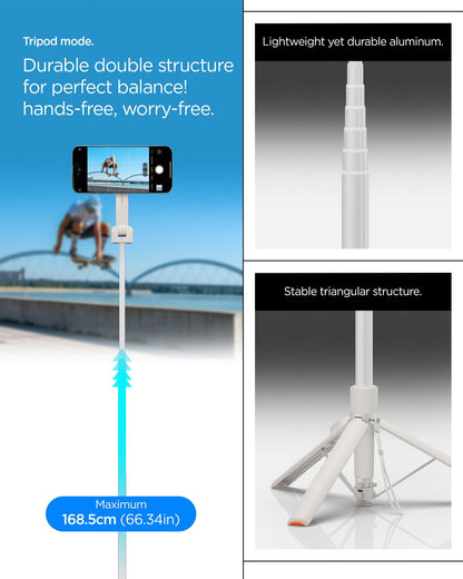 AMP09535 - s581w selfie stick magfit in dune beige tripod mode. durable double structure for perfect balance! hands free worry free. lightweight yet durable aluminum. stable triangular structure.