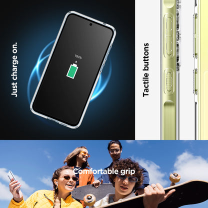 ACS07528 - Galaxy A55 5G Case Ultra Hybrid in Crystal Clear just charge on. Tactile buttons. Comfortable grip.