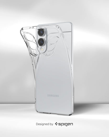 ACS09425 - Galaxy S25 Edge Case Liquid Crystal in Crystal Clear showing the back, partial side, top part slightly lifted up