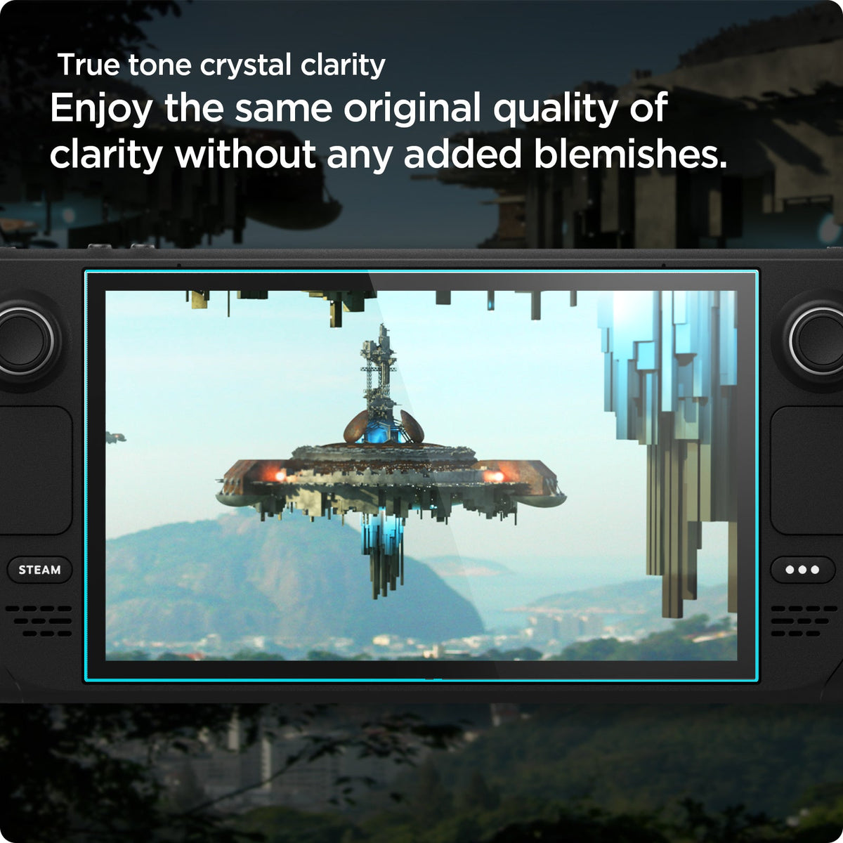AGL05600 - Steam Deck Screen Protector EZ FIT GLAS.tR showing the true tone crystal clarity. Enjoy the same original quality of clarity without any added blemishes