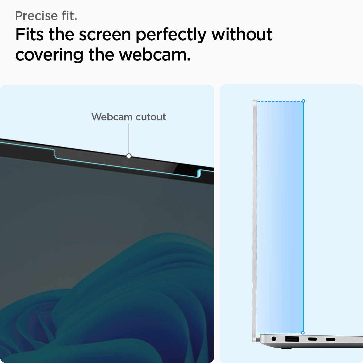 AGL08633 - Microsoft Surface Laptop 15-inch (2024) Glas.tR SLIM showing the precise fit, fits the screen perfectly without covering the webcan