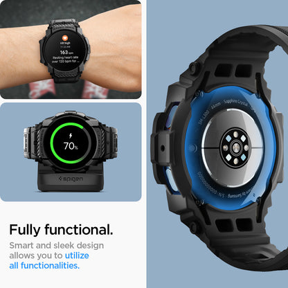 ACS08338 - Galaxy Watch 7 (44mm) Rugged Armor Pro in Matte Black fully functional. Smart design and sleek design allows you to utilize all functionalities.