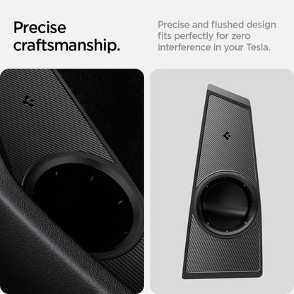 ACP08849 - Tesla Charging Adapter Door Dock TO252 in Black showing the precise craftsmanship, and flushed design fits perfectly for zero interference in you tesla
