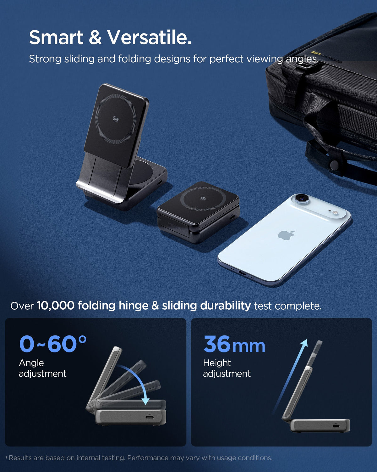 ACH10399 - 2-in-1 Magnetic Wireless Charger | EF302MOQ (Mag Fit) in Black showing smart and versatile