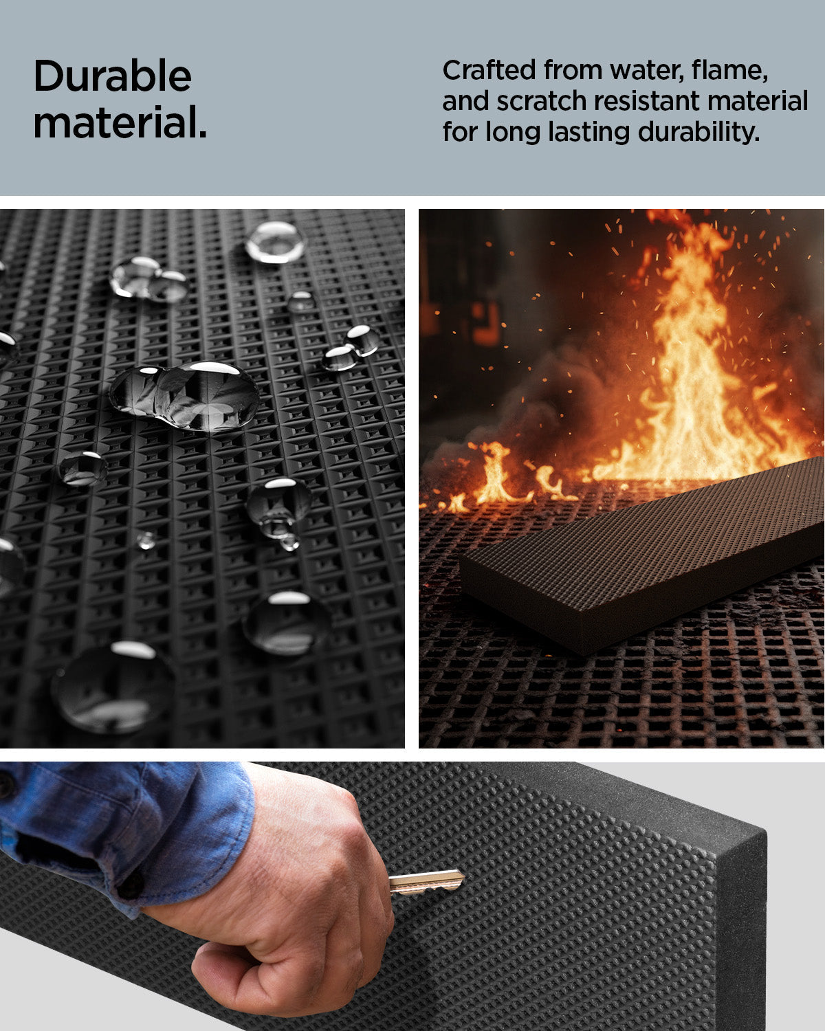 ACP10400 - Garage Wall Protector | WP100 showing the durable material. Crafted form water, flame, and scratch resistant material for long lasting durability