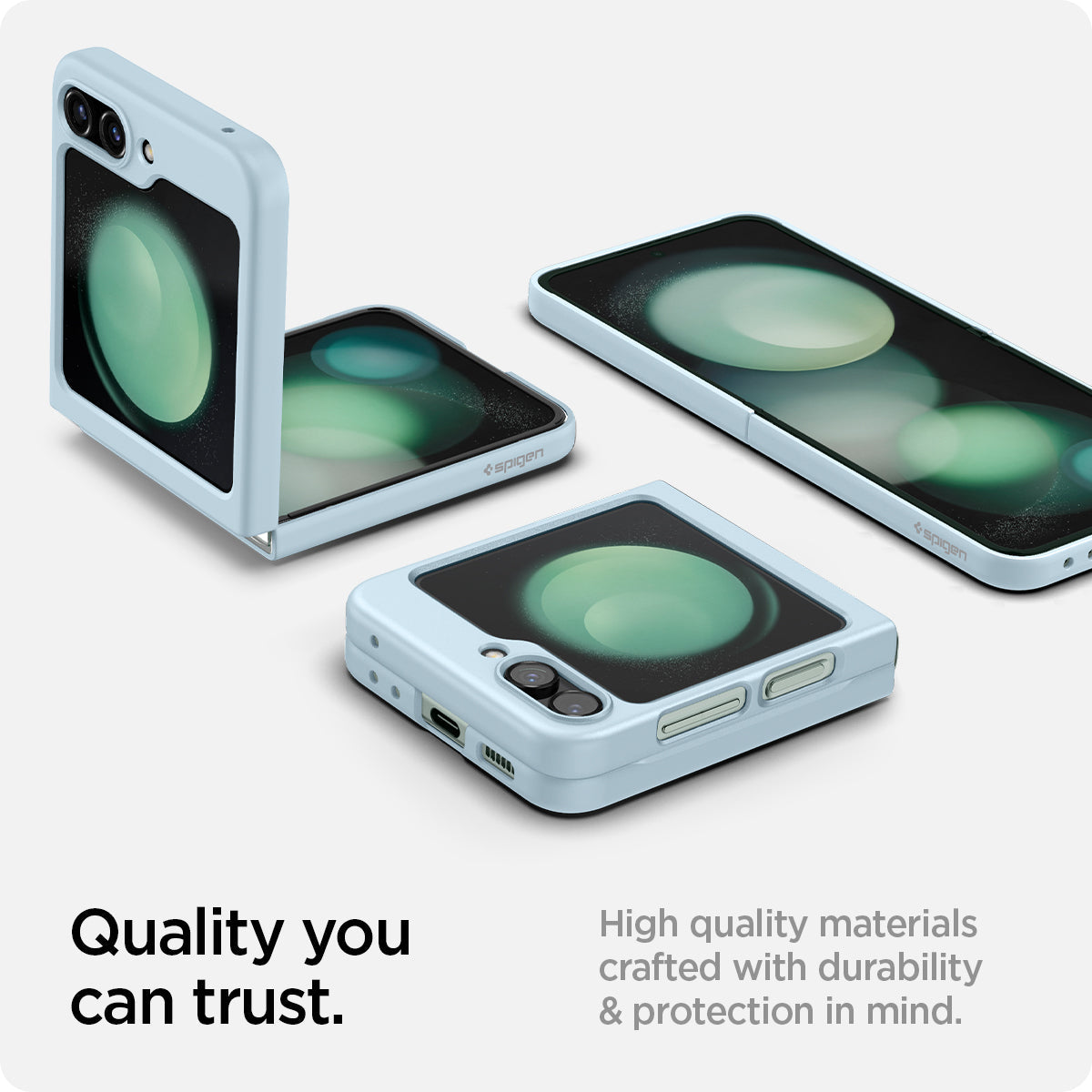 ACS06233 - Galaxy Z Flip 5 Case AirSkin in mute blue showing the quality you can trust. High quality materials crafted with durability & protection in mind