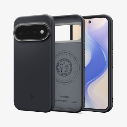 ACS11435 - Pixel 11 Pro Nano Pop (Mag Fit) Black Sesame front and back angled views show the slim profile, precise fit, and built in magnetic construction.