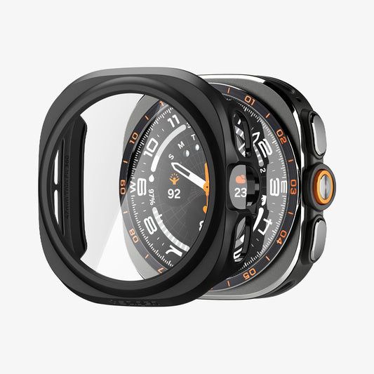 ACS11609 - Galaxy Watch Ultra Series Thin Fit 360 showing the case and screen protector separated in a close-up exploded view
