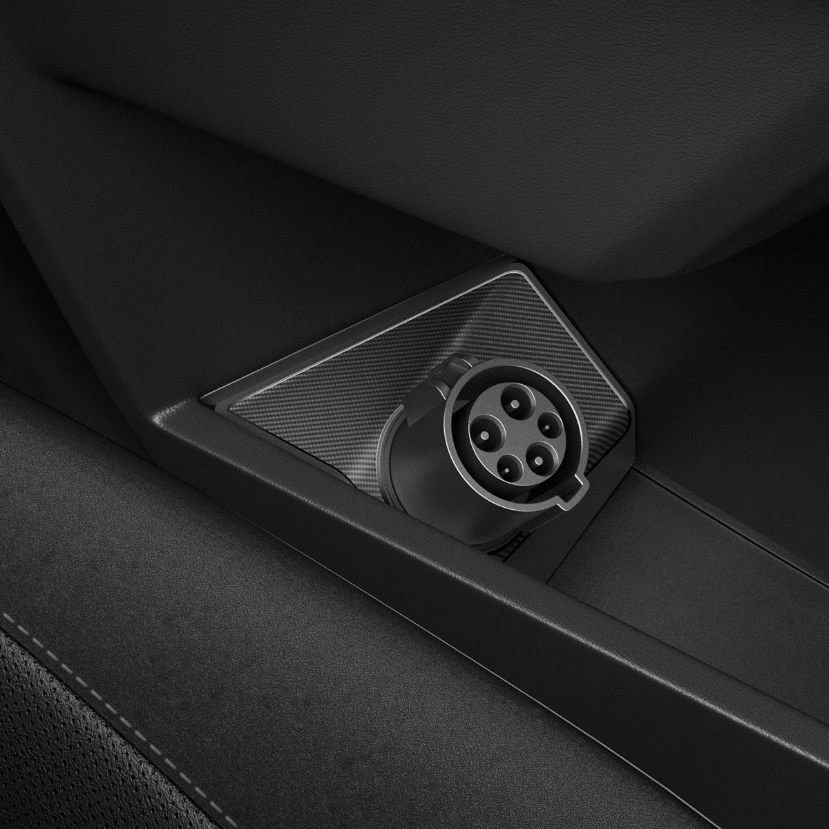 ACP09182 - Tesla cybertruck Charging Adapter Door Dock CO252 in Black showing the top and partial side
