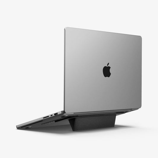 AMP10401 - Slim Fold Laptop Stand | LD201-S1 showing the stand attached to laptop and propped up