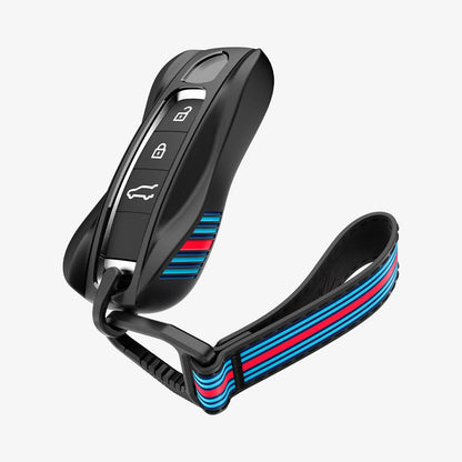 ACS10800 - Porsche Key Fob Cover | PK100 in Matte Black showing front with strap