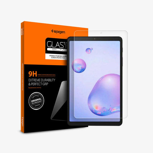 AGL00929 - Galaxy Tab 8.4" Screen Protector GLAS.tR SLIM showing the device, screen protector and packaging