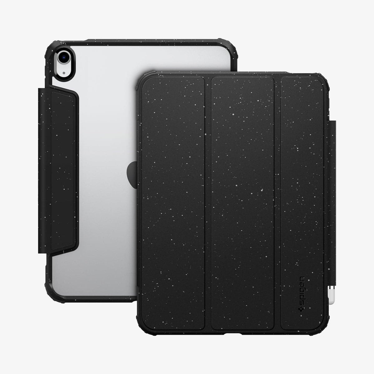 ACS05941 - iPad 10.9" Case Ultra Hybrid Pro in speckled black showing the front and back