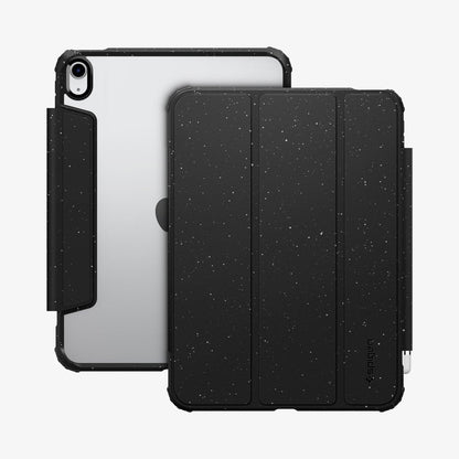 ACS05941 - iPad 10.9" Case Ultra Hybrid Pro in speckled black showing the front and back