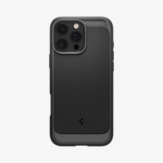 ACS07986 - iPhone 16 Pro Max Case Rugged Armor (MagFit) in Matte Black showing the back