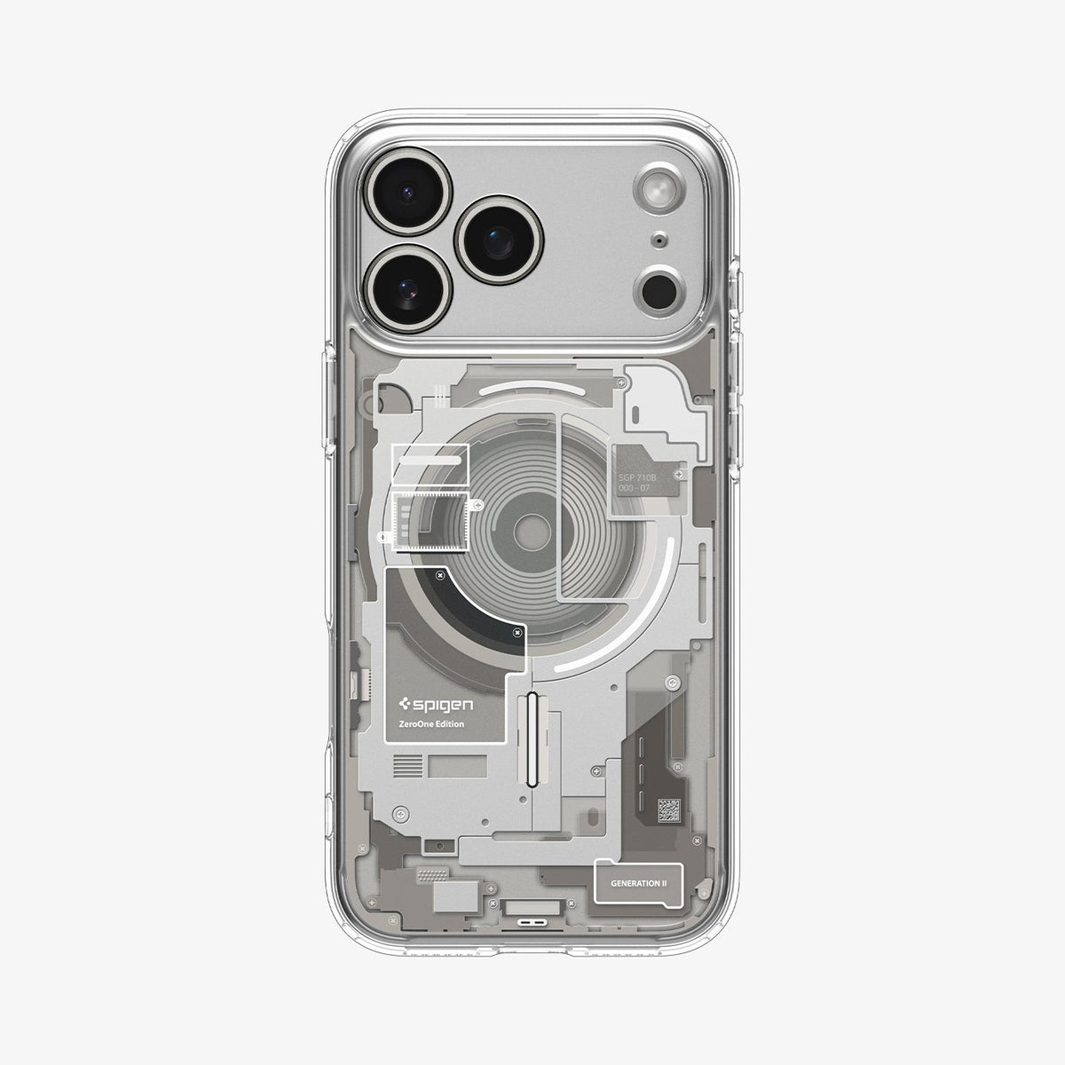 ACS10041 - iPhone 17 Pro Max Case Ultra Hybrid Zero One (MagFit) in Zero One Natural Titanium showing the back