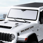 ACP09110 - Wrangler (2024) CryoShade JO260 in Black showing the front of the vehicle with sunshade installed