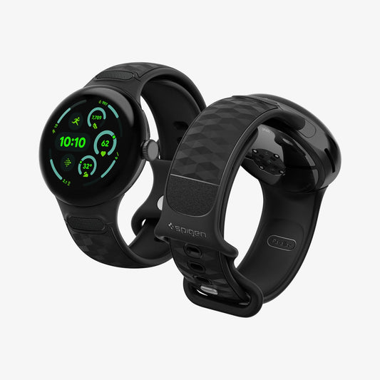 AMP10192 - GWdde Parallax Watch Band in black showing the front, inside strap and side