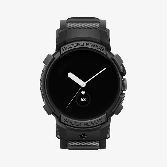ACS04800 - Pixel Watch Case Rugged Armor Pro in black showing the front