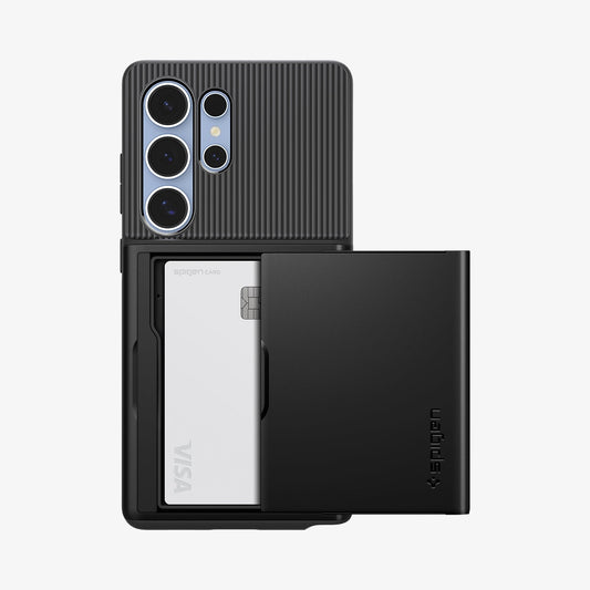 ACS08967 - Galaxy S25 Ultra Case Slim Armor CS in Black showing the back, card slider open